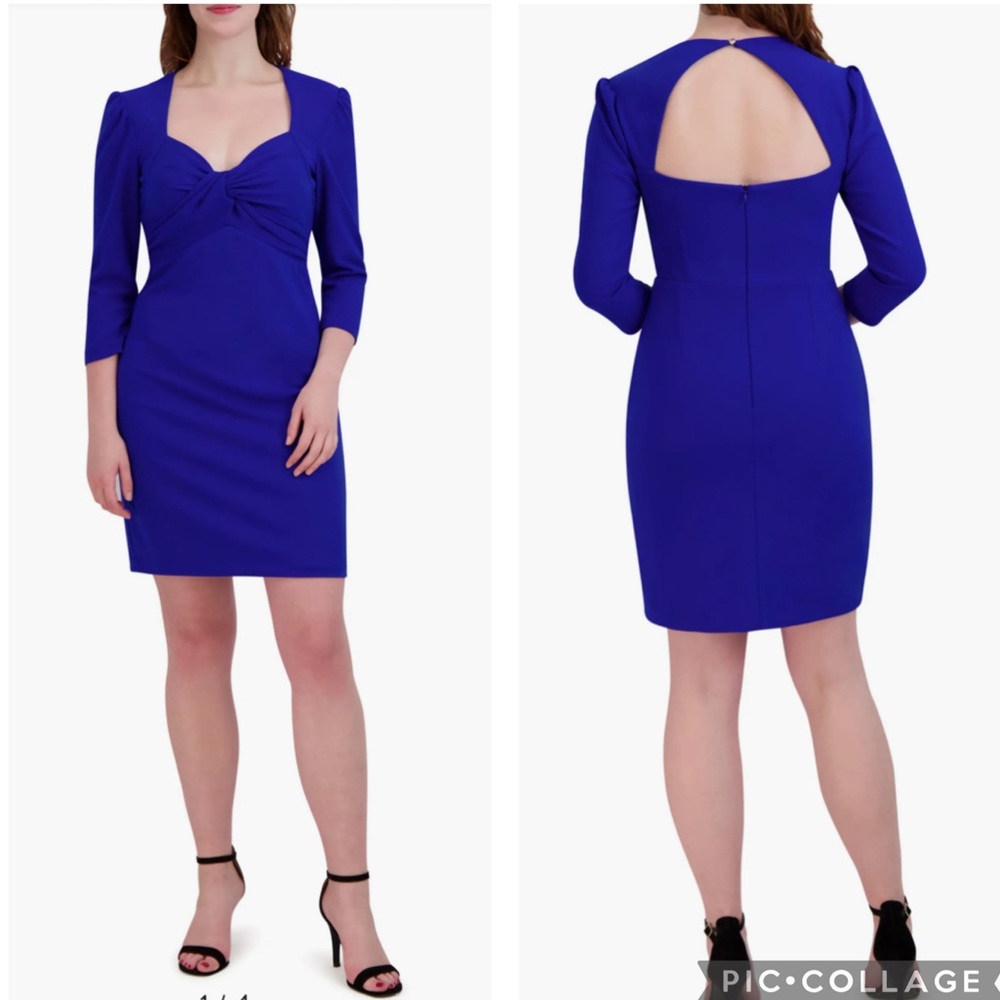 Julia Jordan Knot Front Cut Out Back Sheath‎ Dress Blue 10